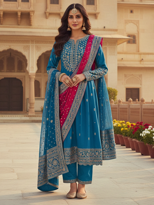 Ethnic Chanderi Suit Design